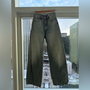 Zara Light Blue Over Sized High Waisted Denim Wide Leg Jeans, 0